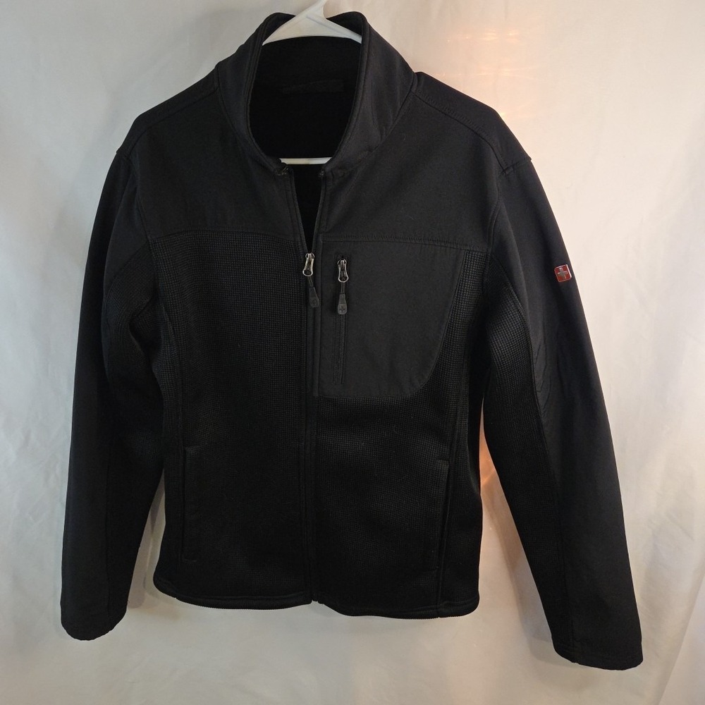 SWISS‎ TECH Full Zip Jacket M 38-40Black Waffle Knit Texture